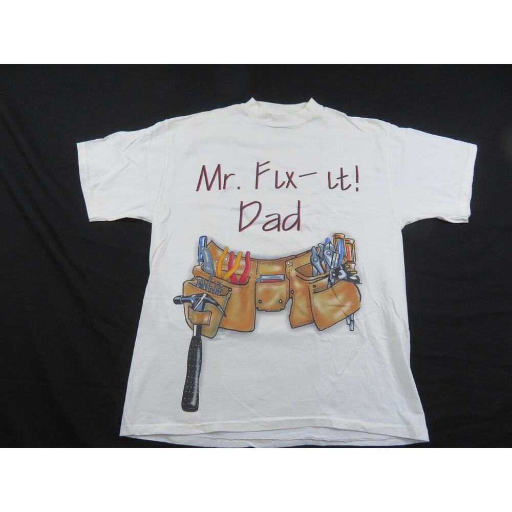 Mr. Fix-It Dad Funny Tool Belt Graphic T-Shirt Sz L 1990s